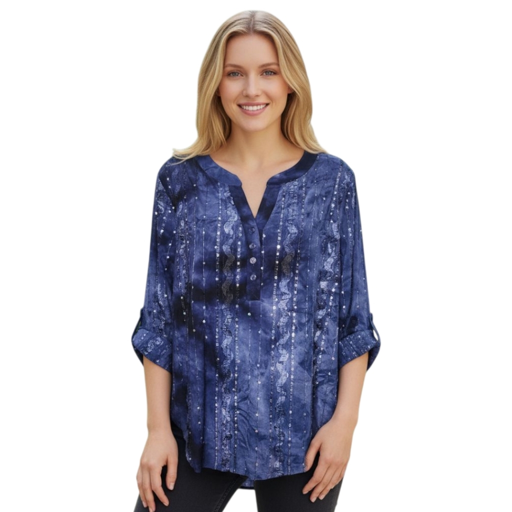 🆕️ Sami & Jo Sequin Embellished Tie-Dye Blouse | Petite Large